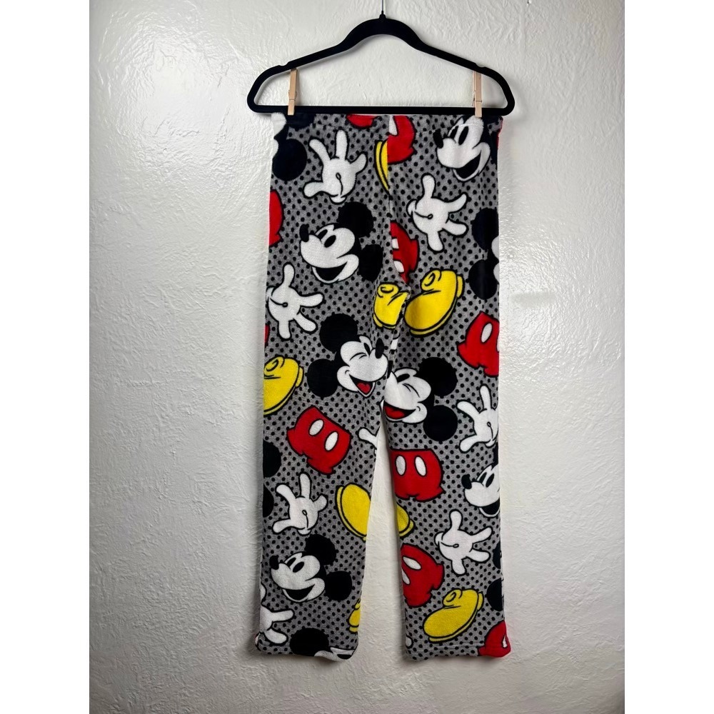 Disney Mickey Mouse Pajama Pants Womens S Grey Fleece Polka Dot Loungewear Gift - Picture 2 of 13